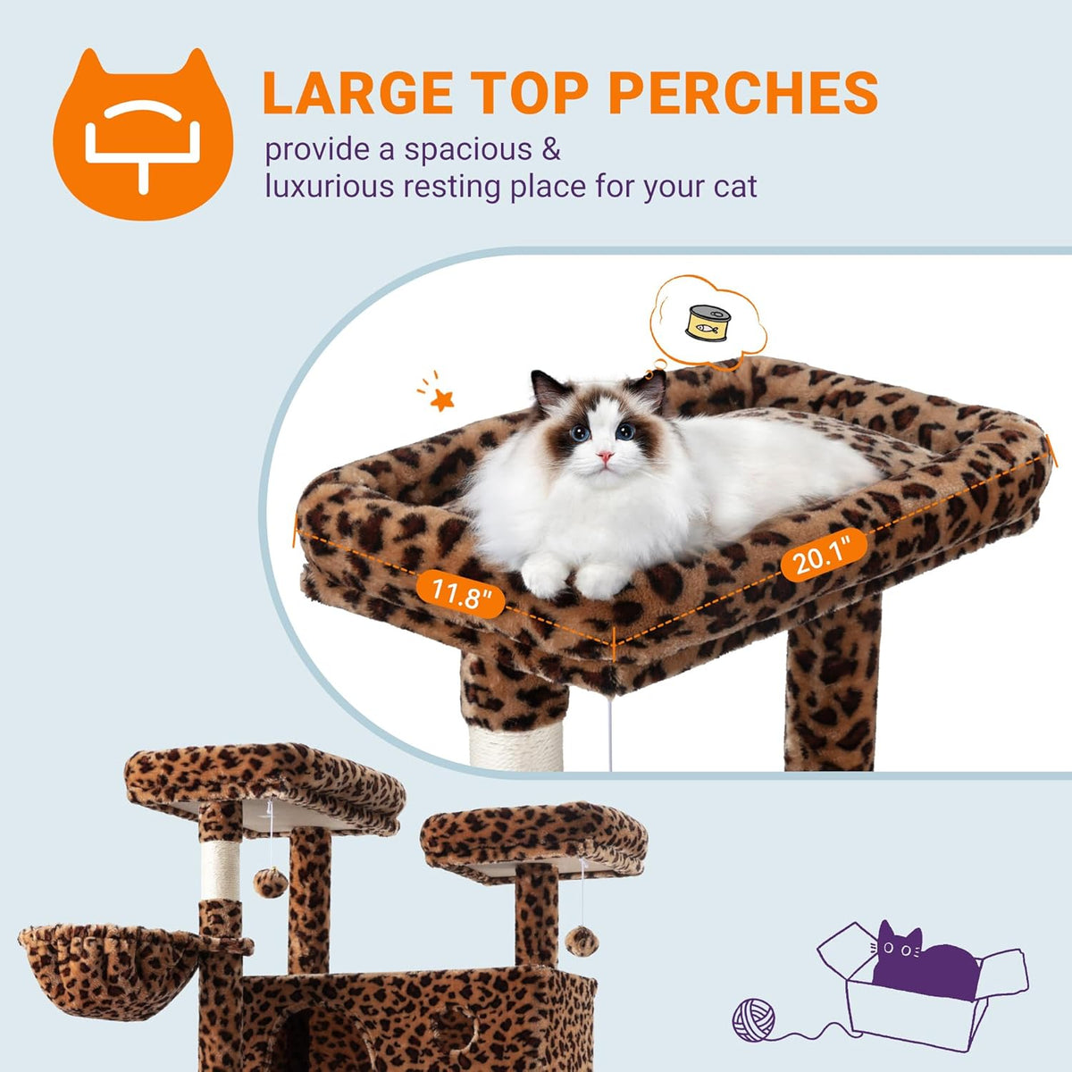 Allewie 81 Inches Tall Cat Tree/Multi-Level Large Climbing Tree House and Towers for Big