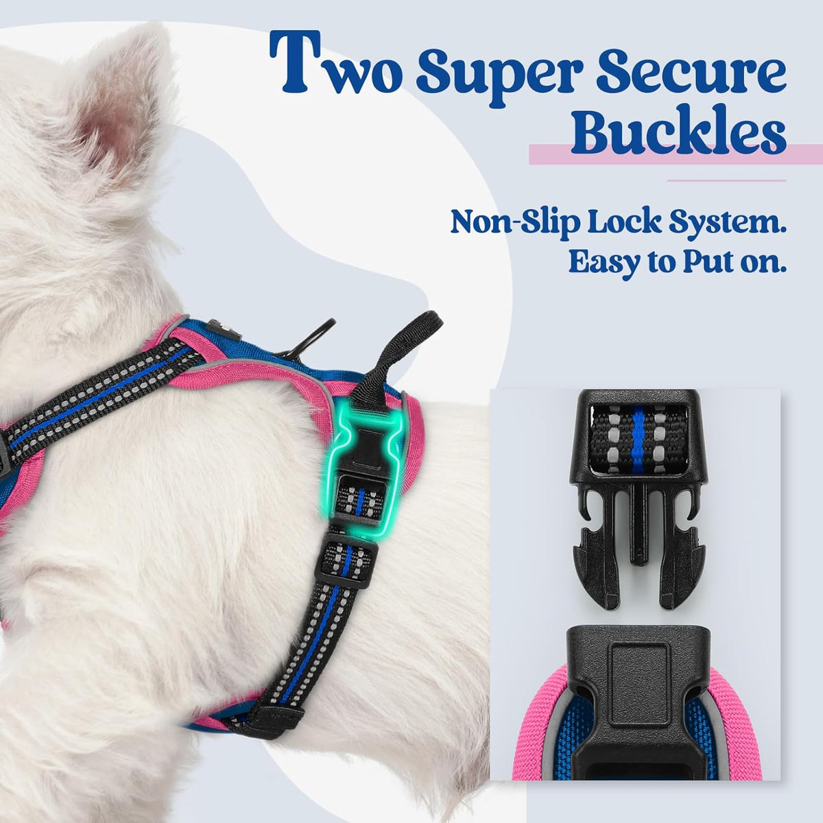 rabbitgoo Dog Harness No Pull with 2 Leash Clips, Adjustable Soft Padded, Reflective Oxford No