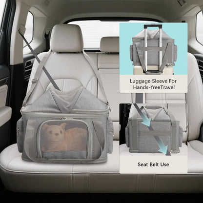 2-in-1 Stylish Dog Purse Carrier Soft-Sided Carriers Travel Tote Bag for Small Dogs Cats, Fashion