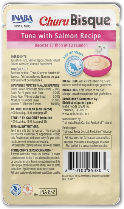 INABA Churu Bisque for Cats, Creamy Lickable Purée Side Dish with Vitamin E, 1.4 Ounces per Pouch