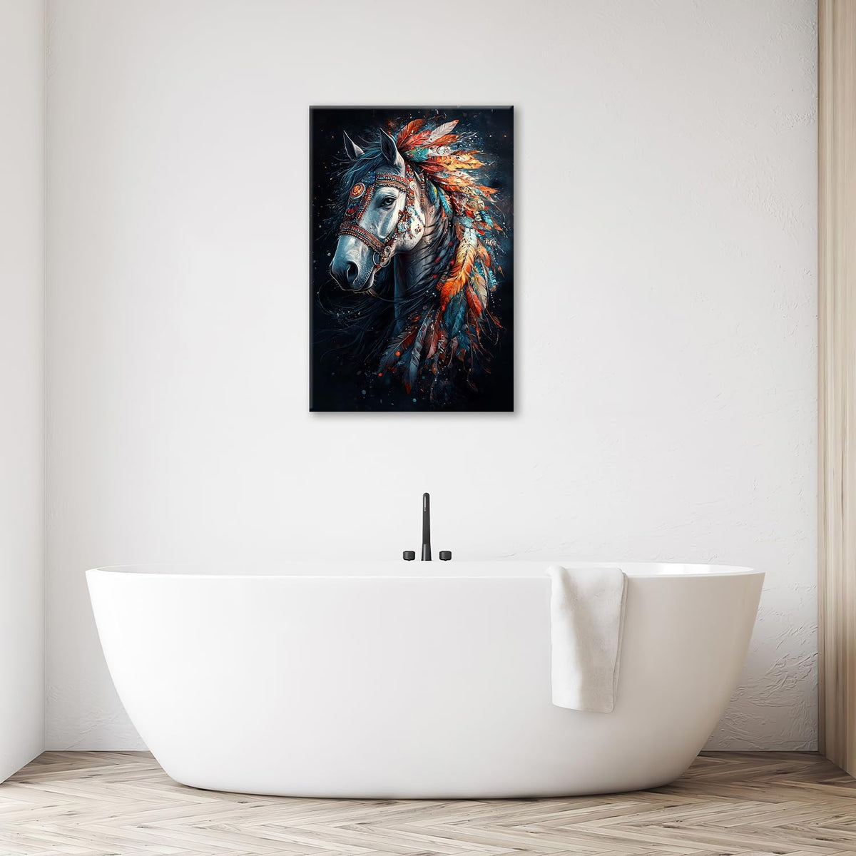Horse Pictures Wall Art, Horse Animal Bathroom Wall Decor, Aesthetics Modern Framed Painting
