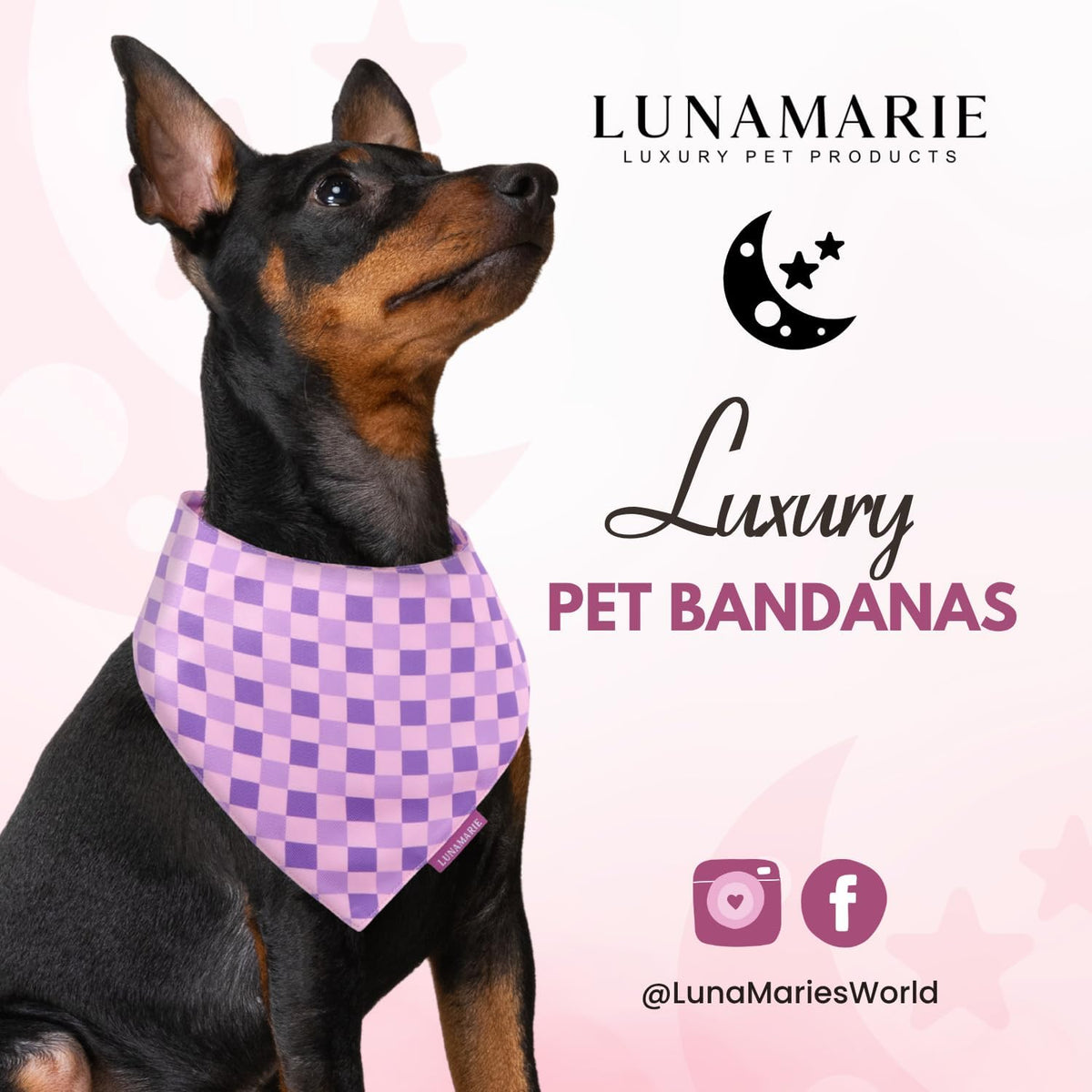 LunaMarie - Luxury Pet Birthday Bandanas -Premium & Silky Poly Fabric | 100% Handmade | Custom