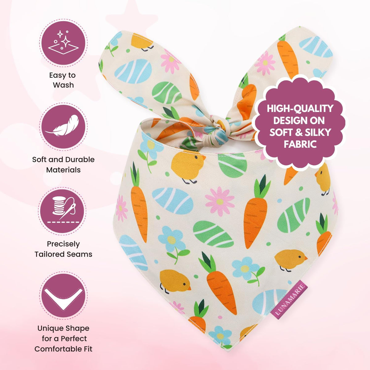 LunaMarie - Luxury Pet Birthday Bandanas -Premium & Silky Poly Fabric | 100% Handmade | Custom