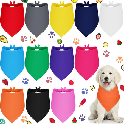 Frienda 12 Pcs Plain Dog Bandanas Blank Puppy Adjustable Triangle Solid Color Dog Bandanas
