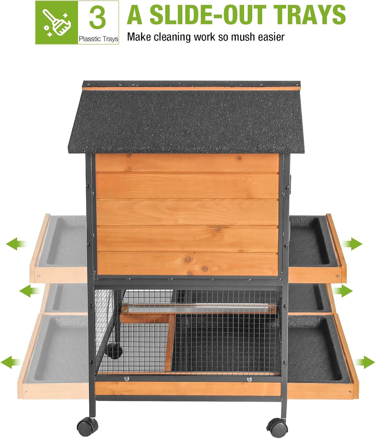GUTINNEEN Rabbit Hutch with Chew-Resistant Metal Frame Indoor Bunny Cage Outdoor Rabbit Cage with
