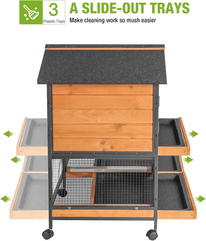 GUTINNEEN Rabbit Hutch with Chew-Resistant Metal Frame Indoor Bunny Cage Outdoor Rabbit Cage with