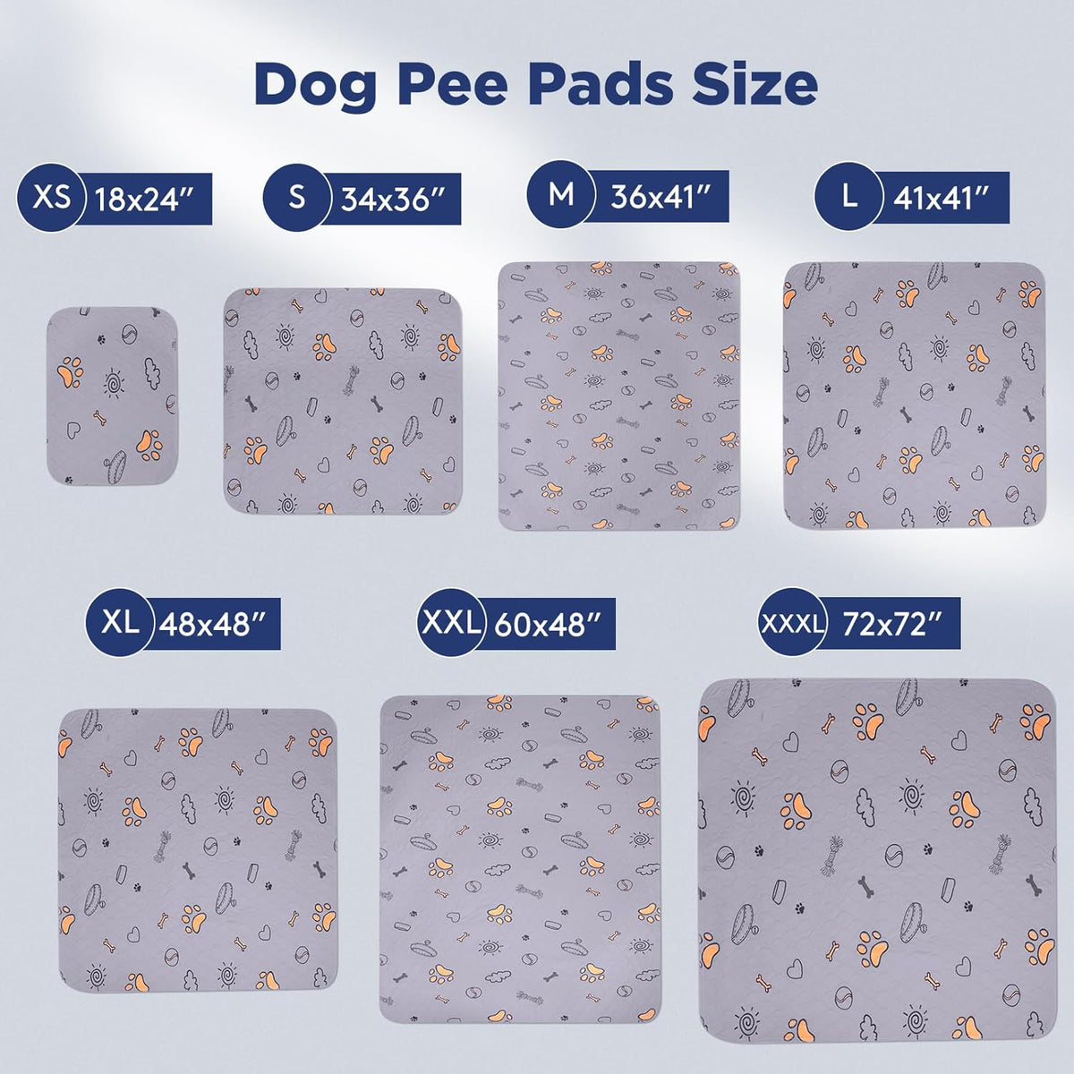 Washable Pee Pads for Dogs, 2 Pack Large 41"x41" Super Absorbent Reusable Pads for Dog Training