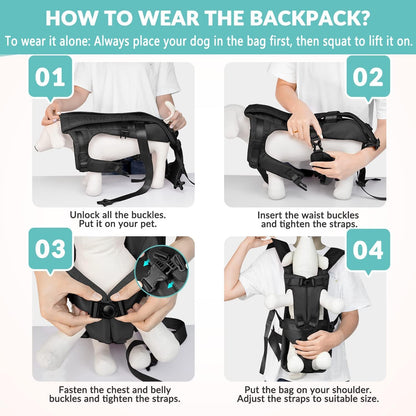 Lukovee Dog Backpack Carrier, Legs Out Easy-fit Dog Front Carrier for Small Medium Dogs,Adjustable