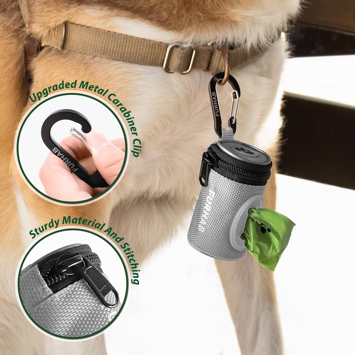Glow Dog Poop Bag Holder for Leash Doggie Waste Bag Dispenser Puppy Potty Carrier Small Doggy