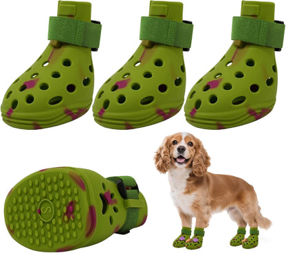 Dog Shoes for Hot Pavement, Adjustable Magic Tape Boots for Small, Medium & Large Dogs, Anti-Slip