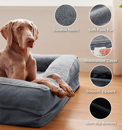 MADE 4 PETS Orthopedic Dog Bed for Large Dogs, Supportive Foam Big Large Pet Bed Sofa with Washable