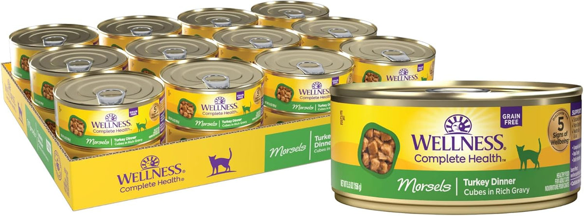 Wellness Complete Health Cubed Adult Wet Cat Food, Natural, Protein-Rich, Grain Free, 5.5 Ounce, 24