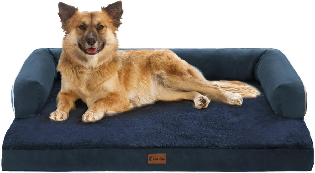 Orthopedic Dog Beds for Large Dogs, Waterproof Memory Foam Dogs Couch Beds, Comfy Bolster Pet Beds