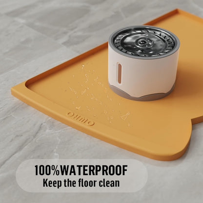 OHMO Dog Food Mat(Honey, 24 * 15'') w/Residue Collection Pocket Silicone Pet Feeding Mat for Floor