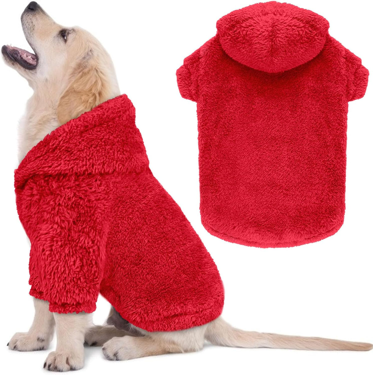 Fuzzy Dog Sweaters for Small Dogs Dog Hoodie Soft Double-Sided Plush Fleece Pet Sweater Clothes Pet