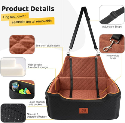 Dog Car Seat for Large/Medium Dog, Booster Seat for Dogs Under 55Lbs or 2 Small, Detachable and