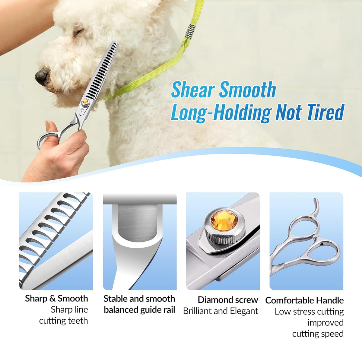 Fenice Professional Dog Grooming Scissors: 7.5 inch Chunker Shears for Dogs Trimming Made Of