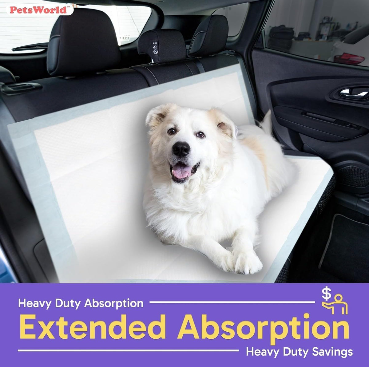 PETSWORLD Mega-Sized Dog Pee Pads (40" x 99") – 4XL Gigantic Pet Piddle Pads for Puppy Training