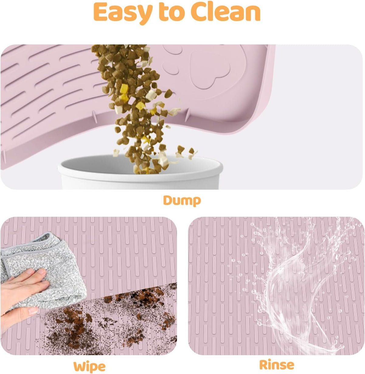 Dog Food Mat, Extra Large 40" x 28" Silicone Pet Feeding Mat with Raised Edge Pet Placemat for