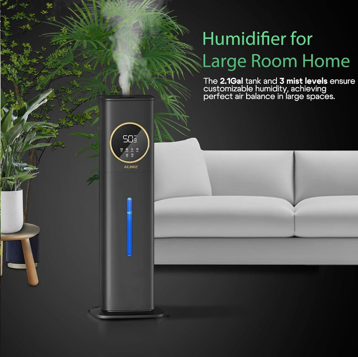 Humidifiers for Plants, 2.1Gal/8L Plant Humidifier Indoor, Reptile Fogger Mister with Precise