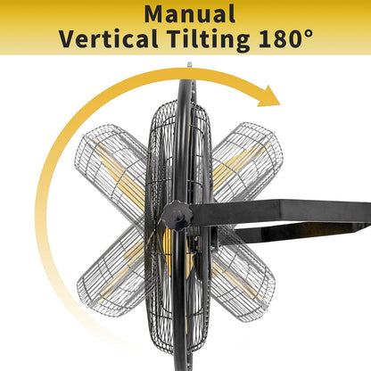 HiCFM 20" Remote Control Wall Mount Fan, 5100 CFM High Velocity 3-Speed Oscillating Wall Fans with