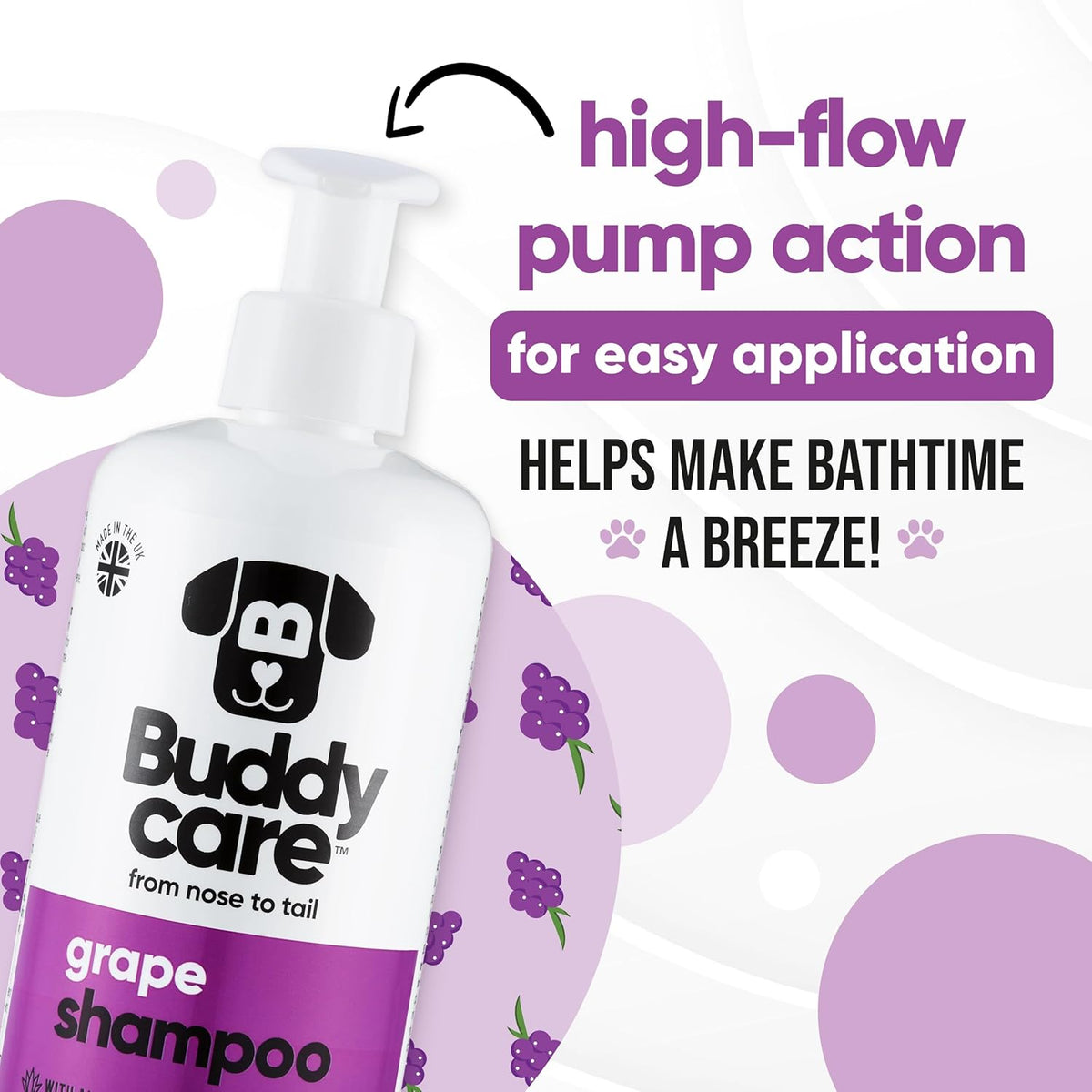 Grape Dog Shampoo by Buddycare | with Aloe Vera and Pro Vitamin B5 (50.72oz)