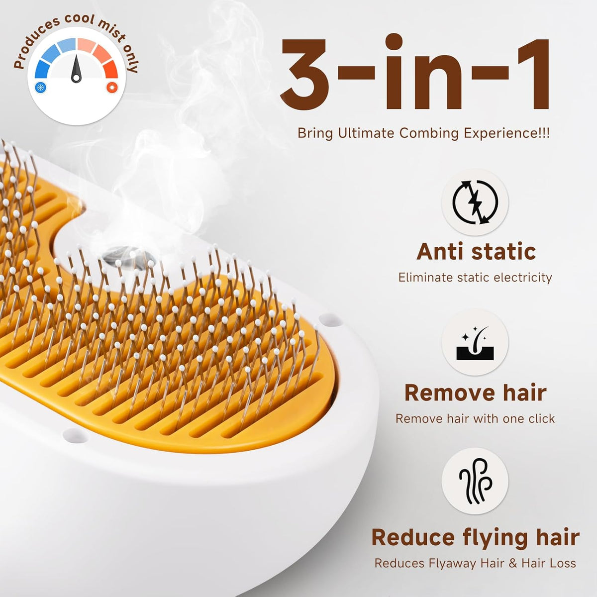 Pet Steam Brush for Dog & Cat – 3-in-1 Spray Hair Removal Comb – Steam for Shedding & Grooming