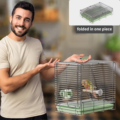 Bird Carrier Travel Cage - 304 Stainless Steel Portable Folding Bird Travel Cage with Parrot Feeder