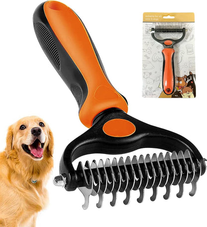 Undercoat Rake for Dogs, 2 in 1 Dematting Comb & Deshedding Tool for Long Hair Pets, Pet Hair