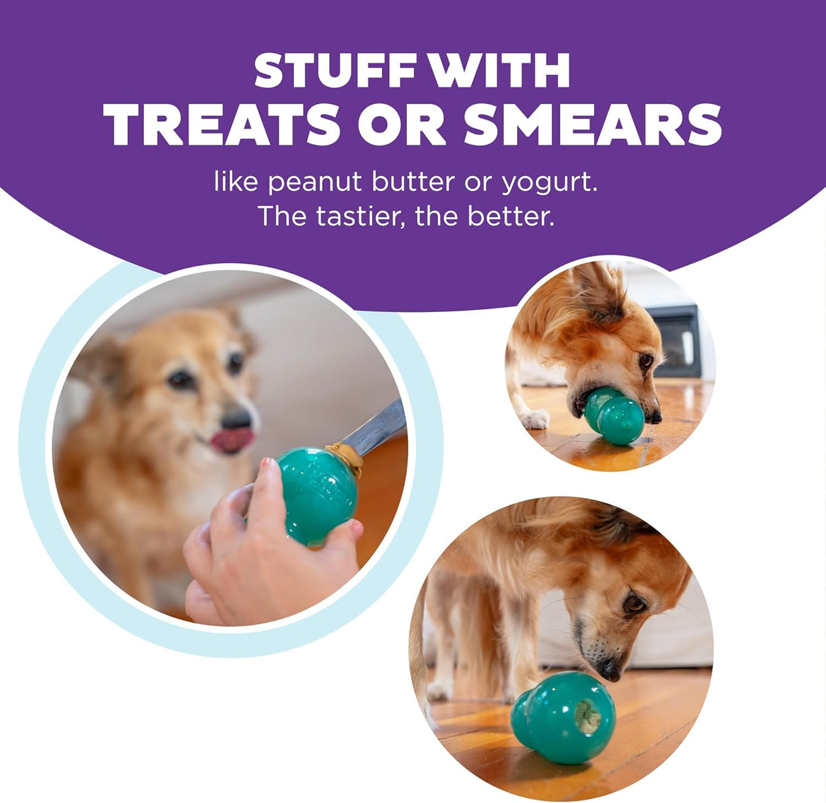 Outward Hound by Planet Dog Double-Tuff Interactive Treat-Dispensing Dog Toy, Medium, Blue