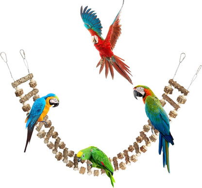 Natural Pepper Wood Hanging Pet Bridge & Swing, Rat & Hamster Climbing Toys, Bird Cage Accessories