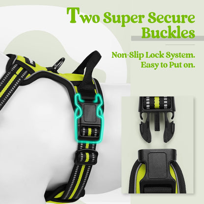 rabbitgoo Dog Harness No Pull with 2 Leash Clips, Adjustable Soft Padded, Reflective Oxford No