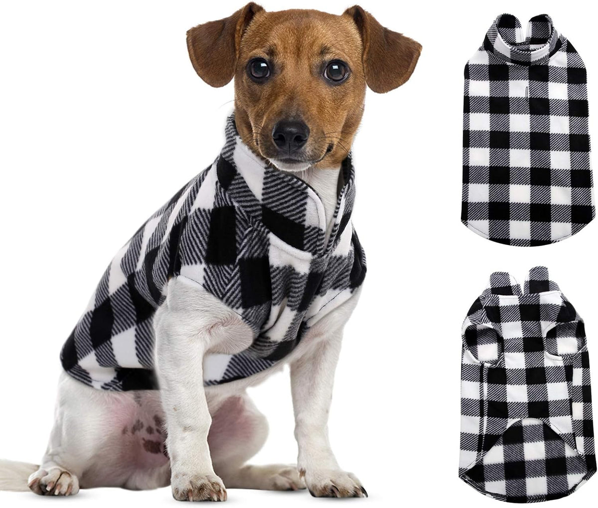ASENKU Dog Sweater, Plaid Dogs Fleece Vest, Soft Comfortable Pet Pajamas, Warm Winter Puppy Shirt