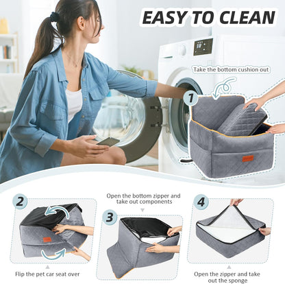 Dog Car Seat for Small Medium Dogs, Memory Foam Puppy Dog Booster Seat with Thick Cushion for Dogs