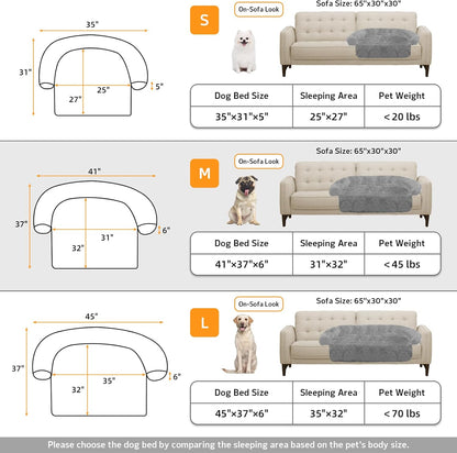 GGIB Calming Dog Bed Fluffy Plush Dog Mat for Furniture Protector with Removable Washable Cover for