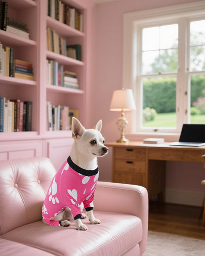 PET SHOW 4 Pack Small Dog Pajamas Girl Doggies Soft Stretchy PJs Paw Floral Puppy Cats Doughnut Ice