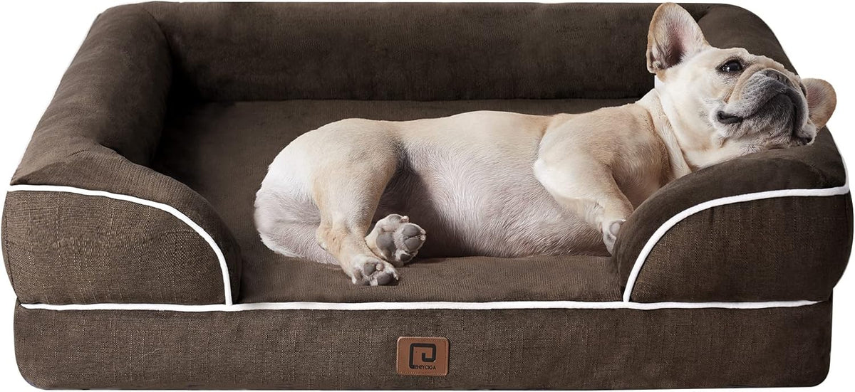 EHEYCIGA Orthopedic Dog Bed for Medium Dogs, Waterproof Memory Foam Medium Dog Beds with Sides