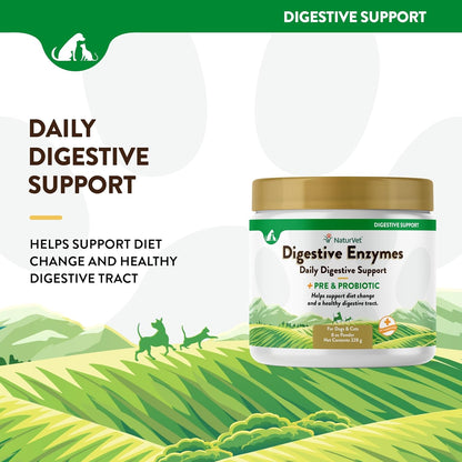 NaturVet – Digestive Enzymes for Dogs - Plus Probiotics & Prebiotics | Helps Support Diet Change &