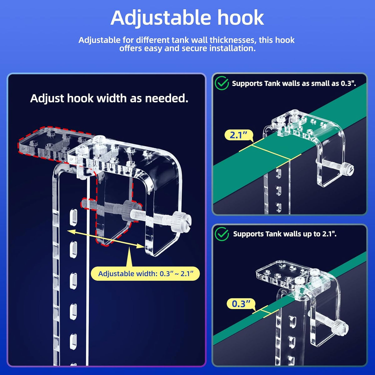 Adjustable Hanging Turtle Dock with Anti-Slip Artificial Grass Basking Platform Sturdy Acrylic Ramp
