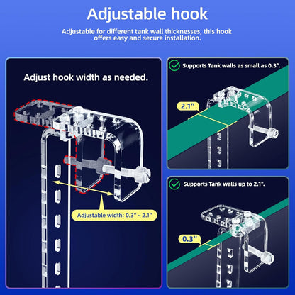 Adjustable Hanging Turtle Dock with Anti-Slip Artificial Grass Basking Platform Sturdy Acrylic Ramp
