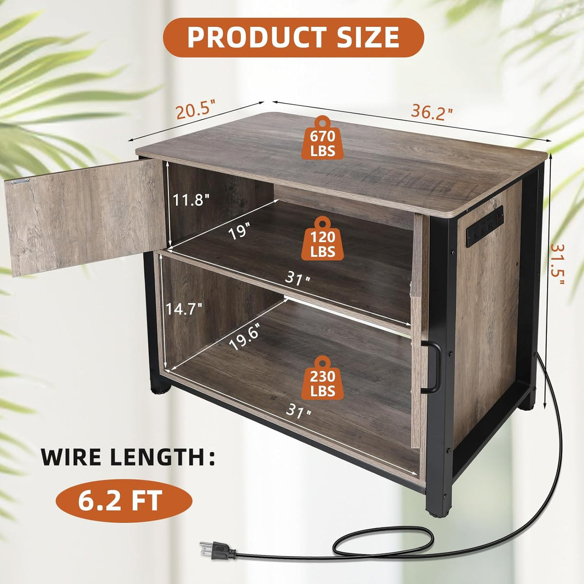 40 Gallon Aquarium Stand with Cabinet & Power Outlets, Heavy Duty Metal Stand for 40-50 Gallon