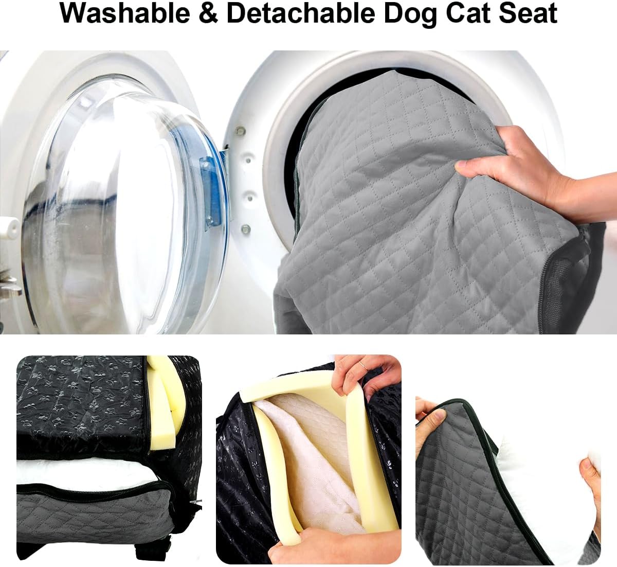 Dog Car Seat for Small Medium Dogs Up to 40lbs, Detachable Washable Soft Pet Booster Travel Bed for