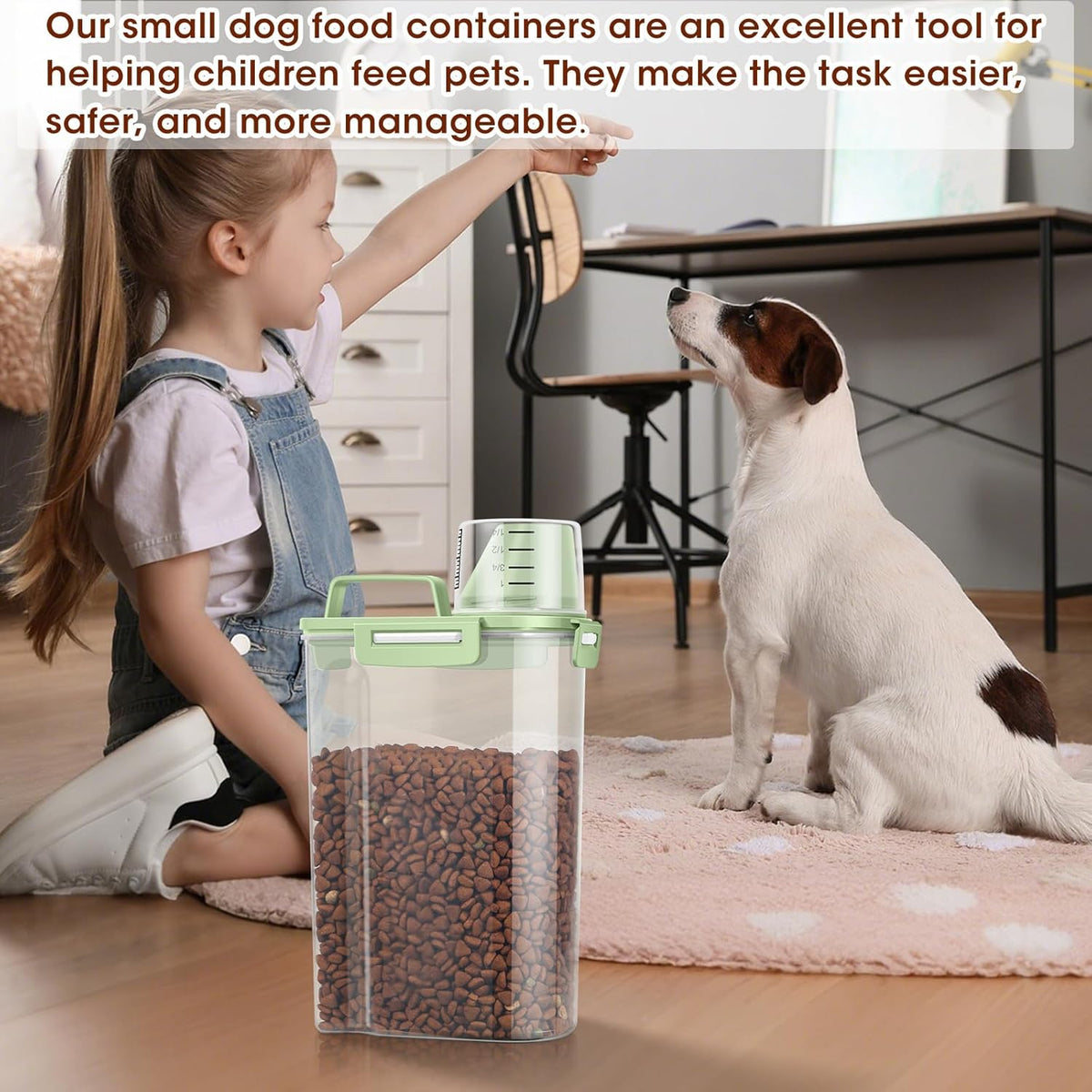 TBMax Small Dog Cat Food Storage Containers 2 Pack, Travel-Friendly Pet Food Container with Spout &