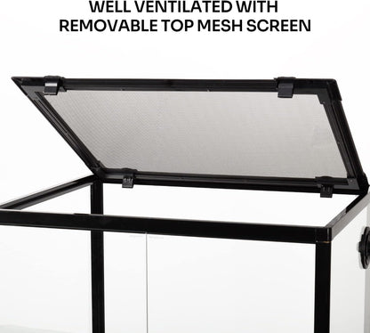 REPTIZOO 45 Gallon Glass Reptile Terrarium 24" x 18" x 24" Knock-Down Reptile Tank with Double