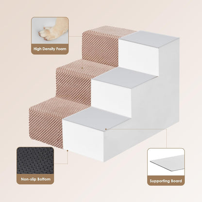 EHEYCIGA Dog Stairs for Small Dogs 13.5" H, 3-Step Dog Steps for Couch Sofa and Chair, Pet Steps