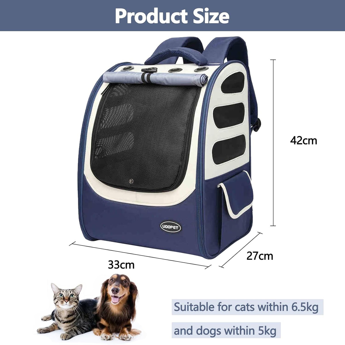 Dog Backpack, Ventilated Pet Hiking Backpack Travel Bag, Airline Approved Cat Backpack for Travel