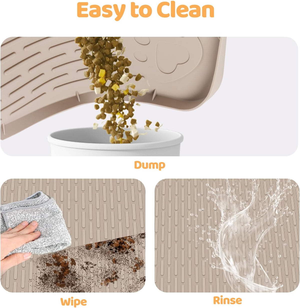 Dog Food Mat, Extra Large 50" x 35" Silicone Pet Feeding Mat with Raised Edge Pet Placemat for