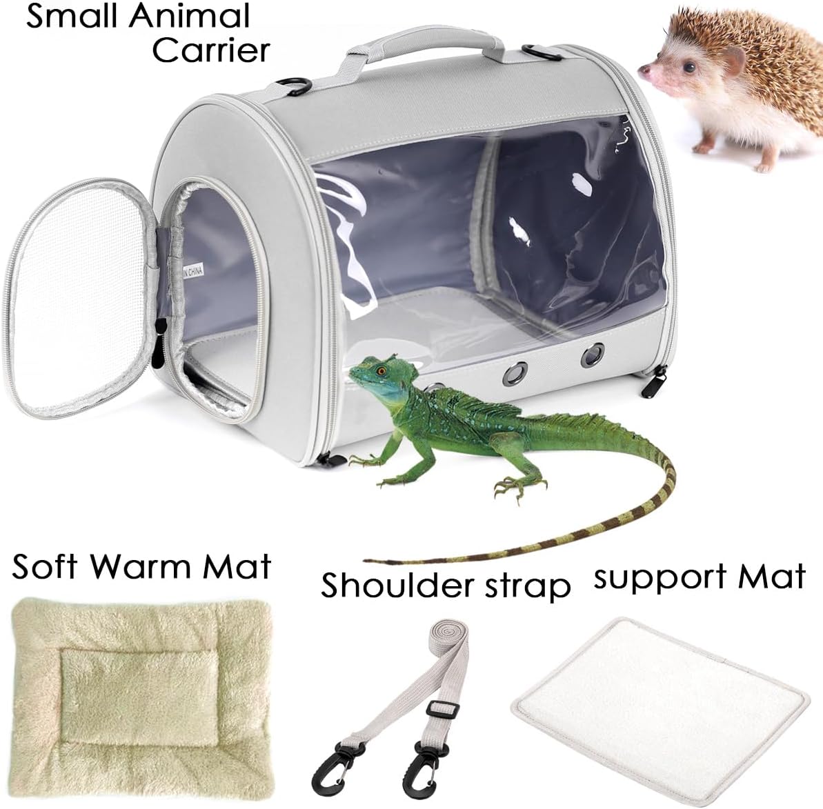 Bearded Dragon Travel Carrier Backpack,Lizard Backpack Carrier,Space Capsule Clear Bubble Window