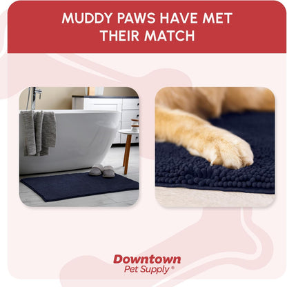 My Doggy Place Microfiber Dog Mat for Muddy Paws, 60" x 36" Navy Blue - Non-Slip, Absorbent and