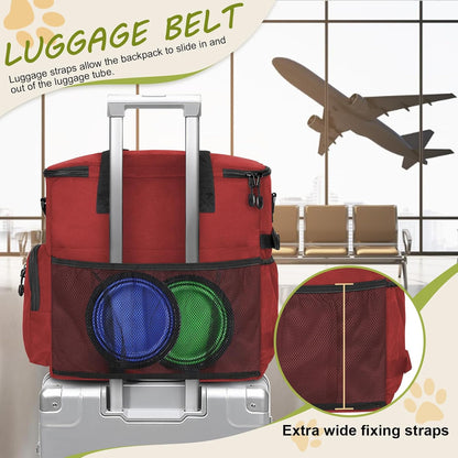 Dog Travel Bag Airline Approved–Pet Travel Tote with Collapsible Bowls,Food Containers & Feeding